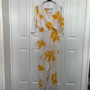 Chic Floral White and Yellow Jumpsuit